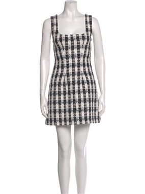 Maje Black and White Check Tweed Mini Dress